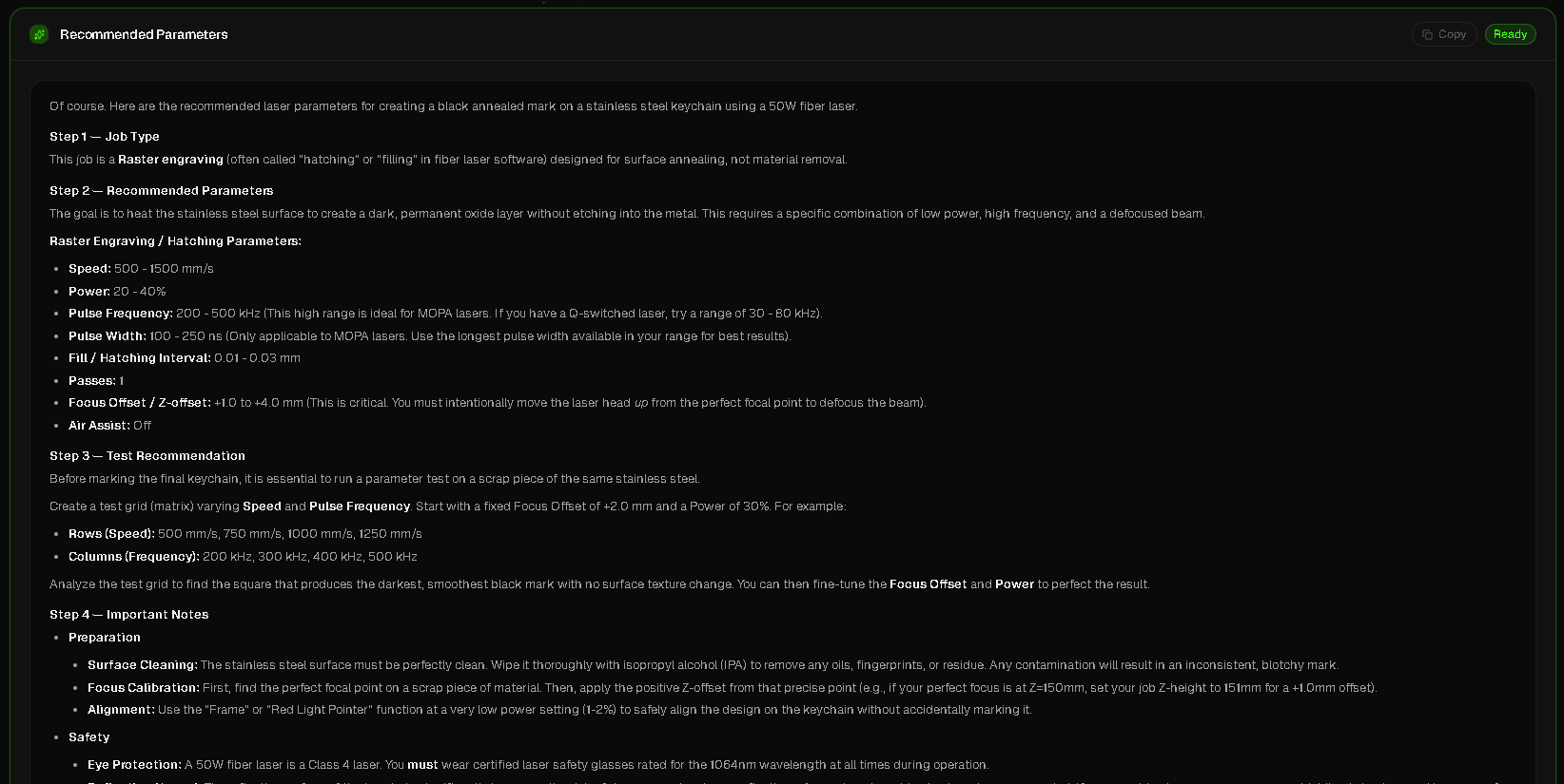 Historial de parámetros